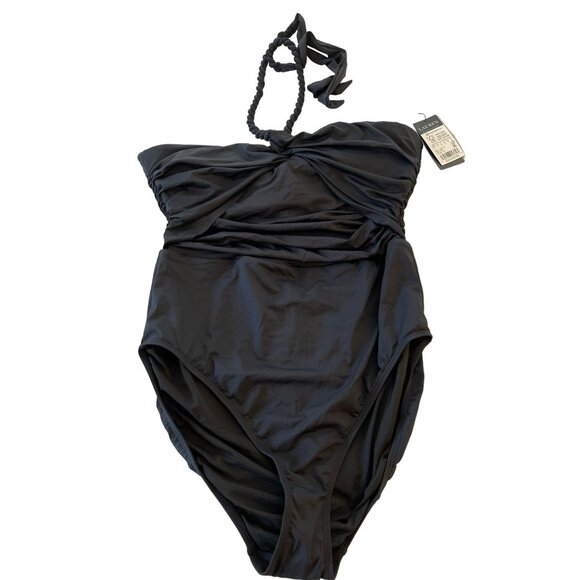 Ralph Lauren Sz 16 Black One Piece Swimsuit Bathing Suit Swimwear NWT - Picture 3 of 8